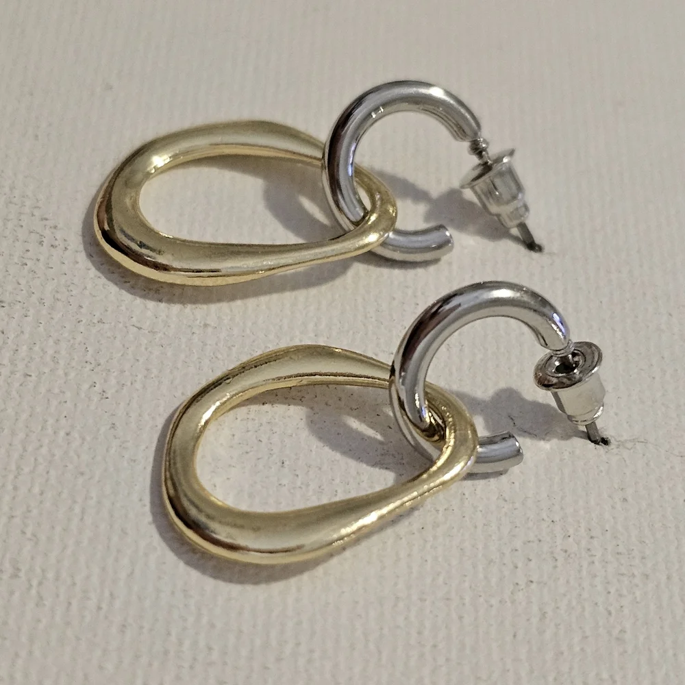 Two Tone Gold And Silver Earrings